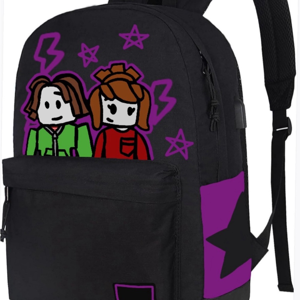 Roblox School Backpack with USB Port Black/Purple